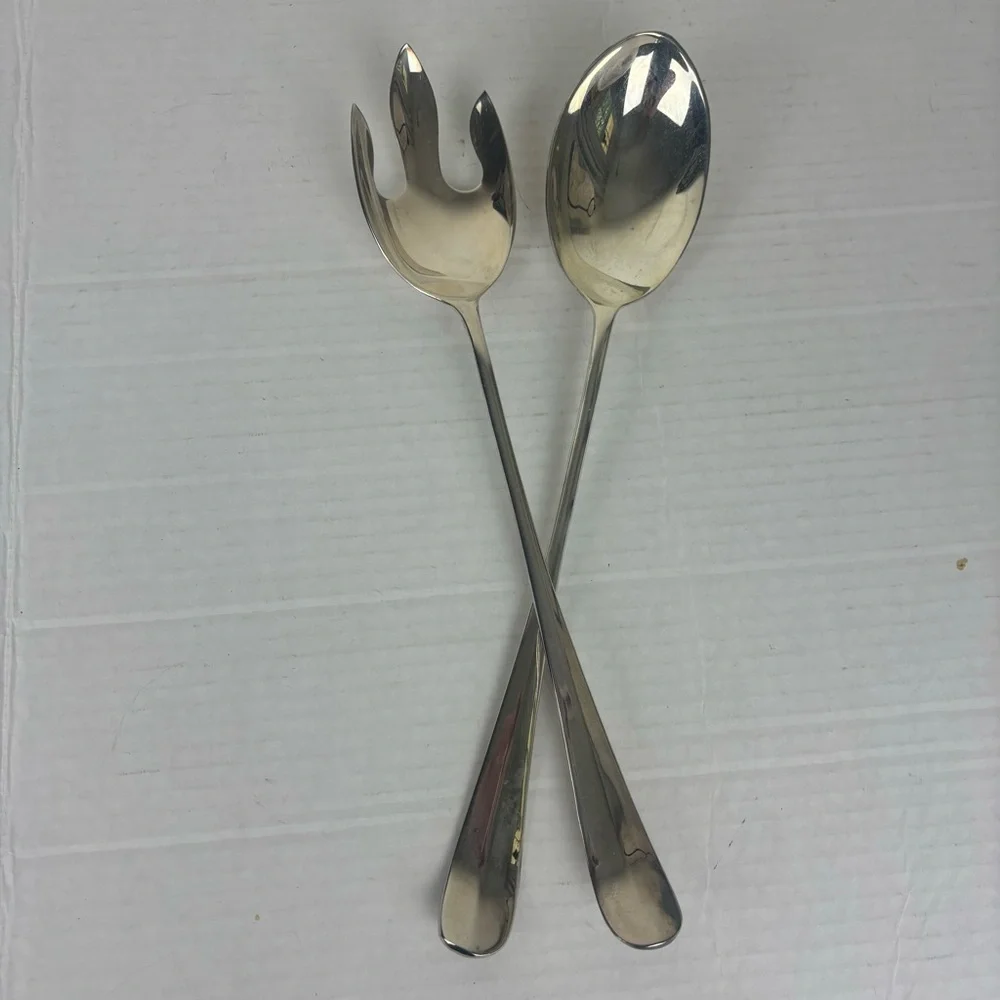 MCM-silver plated serving spoon/fork set-vintage